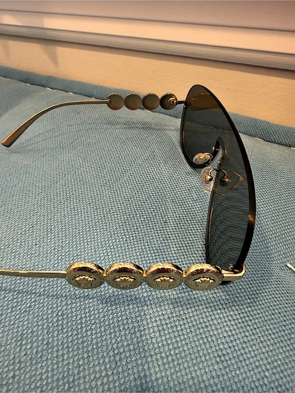 Versace VE2224 Shield Sunglasses Gold & Black - Picture 3 of 5